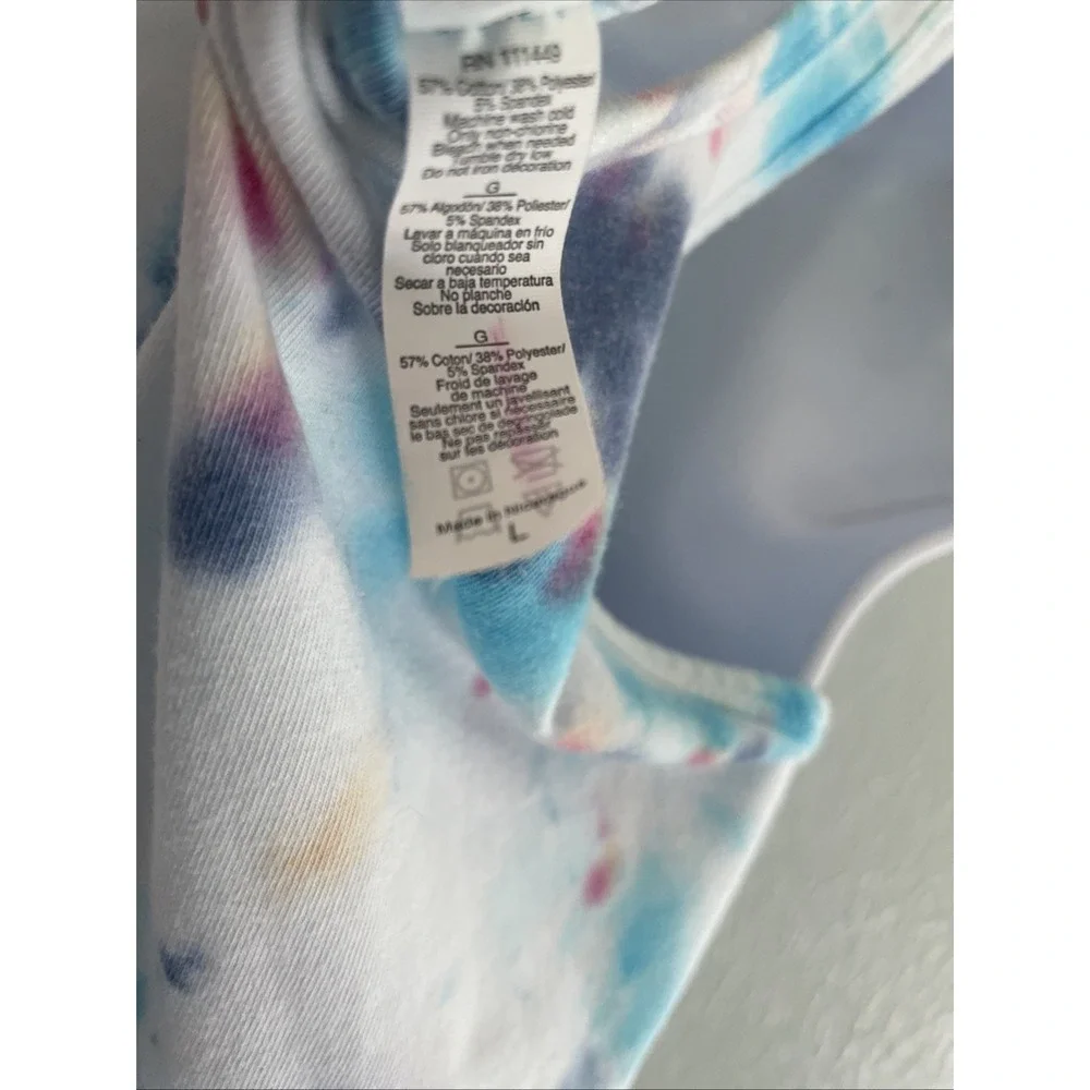 Vintage Y2K Tie Die Embroidered Mermaid Tank Long Lean Fitted Stretch Whimsy L
